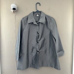 Gumps VTG Silk Blend Button Up Jacket Gray Size M Career Academia Collared